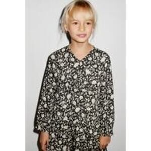 Zara girls black viscose floral dress size 9